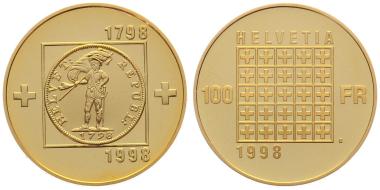 100 Franken 1998 B - 200 Jahre Helvetische Republik