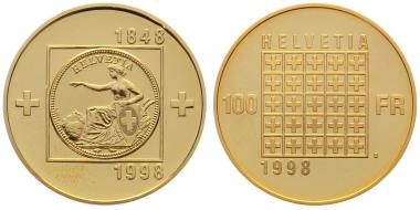 Preview: 100 Franken 1998 B - 150 Jahre Bundesstaat