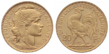 Preview: Frankreich 20 Francs 1906 – Marianne & Hahn