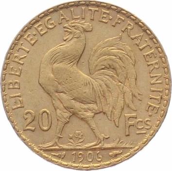 Frankreich 20 Francs 1906 – Marianne & Hahn