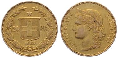 20 Franken 1889 B | Dominus *** über Kopf