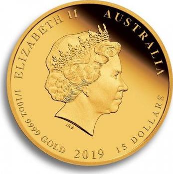 Preview: Australien 15 Dollars 2019 Jahr des Schweines - 1/10 Unze Feingold
