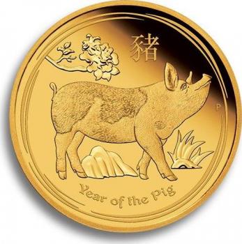Australien 15 Dollars 2019 Jahr des Schweines - 1/10 Unze Feingold