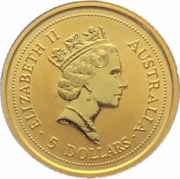 Preview: Australien 5 Dollars 1994 Känguru - 1/20 Unze Feingold