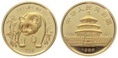 Preview: China 10 Yuan 1986 Panda - 1/10 Unze Feingold