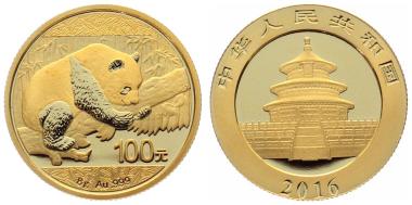 Preview: China 100 Yuan 2016 Panda - 8 Gramm Feingold