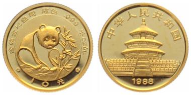 Preview: China 10 Yuan 1988 Panda - 1/10 Unze Feingold