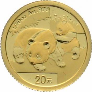 Preview: China 20 Yuan 2008 Panda - 1/20 Unze Feingold