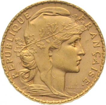 Preview: Frankreich 20 Francs 1909 - Hahn