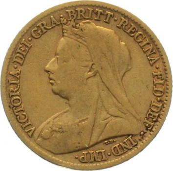 Grossbritannien 1/2 Sovereign 1898 - Viktoria mit Diadem und Schleier