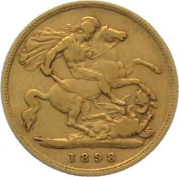 Preview: Grossbritannien 1/2 Sovereign 1898 - Viktoria mit Diadem und Schleier