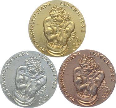 Preview: 1982 Hans Erni | Schacholympiade Luzern - 3er Set Gold & Silber & Bronce