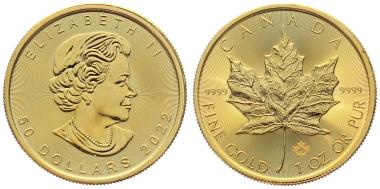 Preview: Kanada 50 Dollars 2022 - Maple Leaf - 1 Unze Feingold