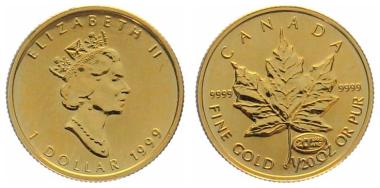 Kanada 1 $ 1999 Maple Leaf - 1/20 Unze Feingold