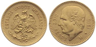 Preview: Mexiko 10 Pesos 1916 M - Hidalgo