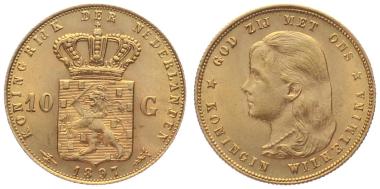 Preview: Niederlande 10 Gulden 1897 - Königin Wilhelmina "Langhaar"