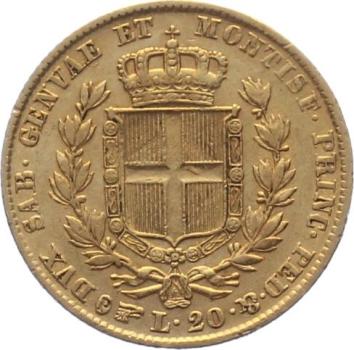 Preview: Sardinien 20 Lire 1847 - Car. Albertus