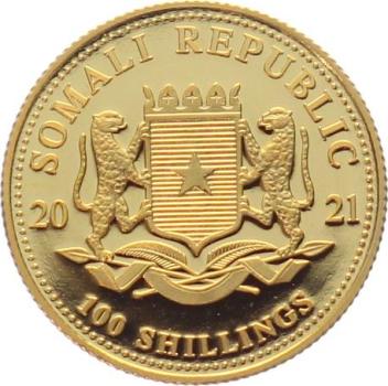 Preview: Somalia 100 Shillings 2021 Elefant - 1/10 Unze Feingold