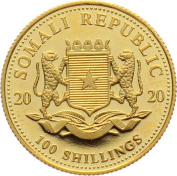 Preview: Somalia 100 Shillings 2020 Elefant - 1/10 Unze Feingold