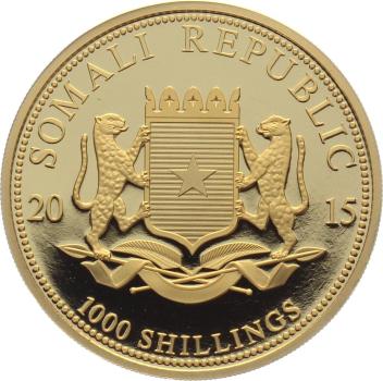 Preview: Somalia 1000 Shillings 2015 Elefant - 1 Unze Feingold