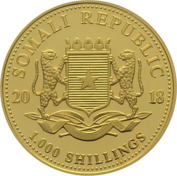 Preview: Somalia 1000 Shillings 2018 Elefant - 1 Unze Feingold