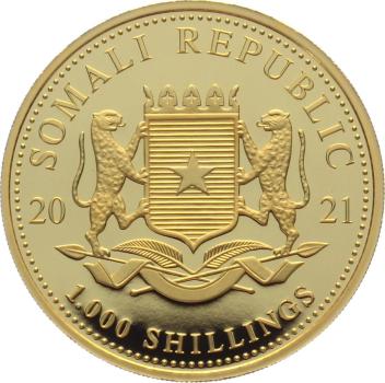 Preview: Somalia 1000 Shillings 2021 Elefant - 1 Unze Feingold