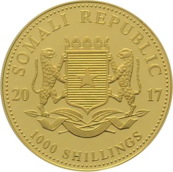 Preview: Somalia 1000 Shillings 2017 Elefant - 1 Unze Feingold