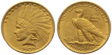 Preview: USA 10 $ 1907 o. Mzz. - Indianer