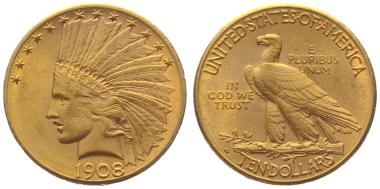 Preview: USA 10 $ 1908 D - Indianer