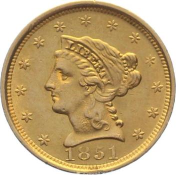 Preview: USA 2 1/2 $ 1851 o. Mzz. - Coronet Head