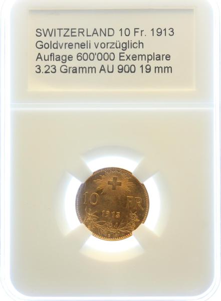 10 Franken 1913 B - Vreneli