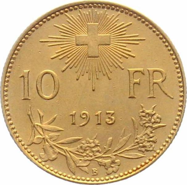 10 Franken 1913 B - Vreneli