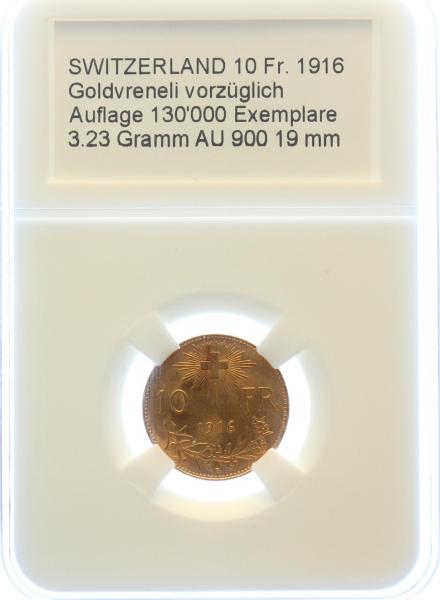 10 Franken 1916 B - Vreneli