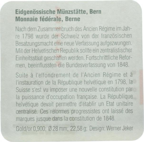 100 Franken 1998 B - 200 Jahre Helvetische Republik