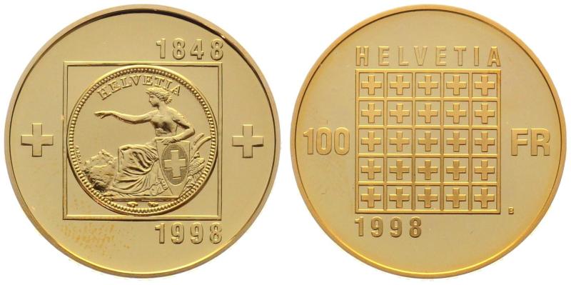 100 Franken 1998 B - 150 Jahre Bundesstaat