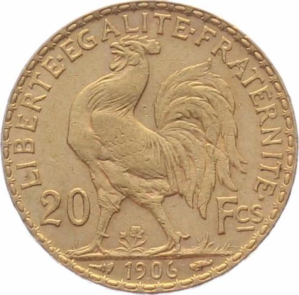 Frankreich 20 Francs 1906 – Marianne & Hahn
