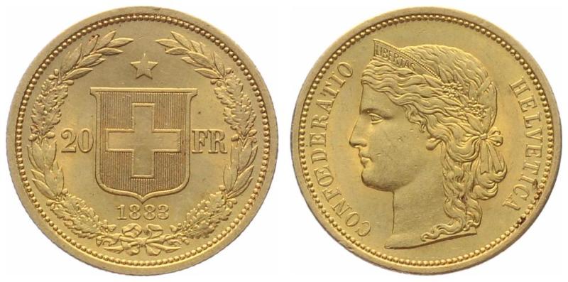 20 Franken 1883 B - Helvetia