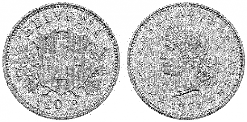20 Franken 1871 Durussel - Probe