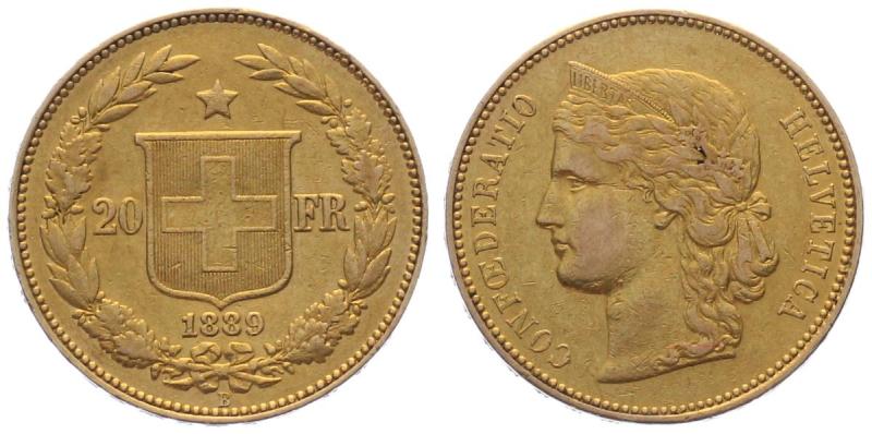 20 Franken 1889 B | Dominus *** über Kopf