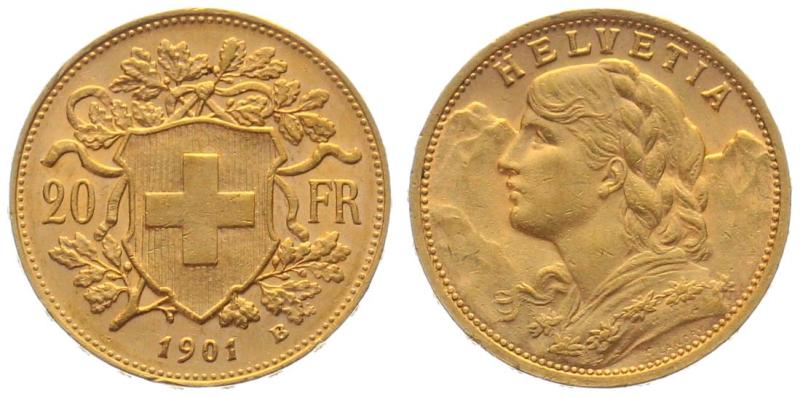 20 Franken 1901 B - Vreneli
