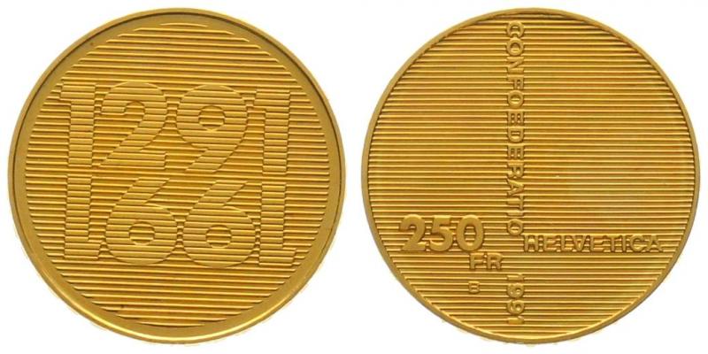 250 Franken 1991 B im Originaletui  ►2. Auflage
