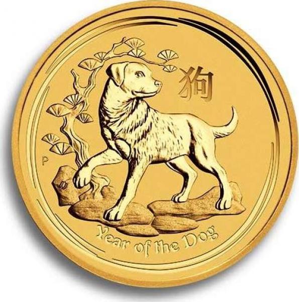 Australien 15 Dollars 2018 Jahr des Hundes - 1/10 Unze Feingold