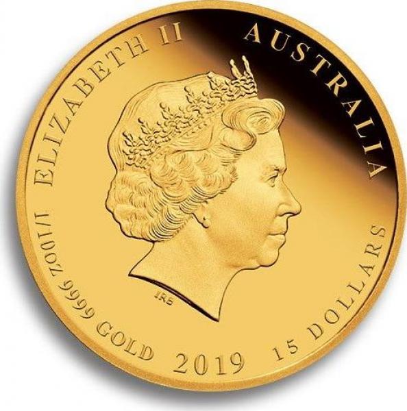 Australien 15 Dollars 2019 Jahr des Schweines - 1/10 Unze Feingold