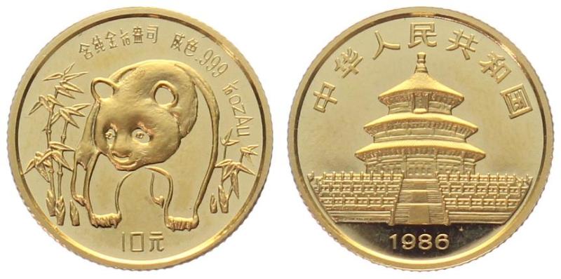 China 10 Yuan 1986 Panda - 1/10 Unze Feingold