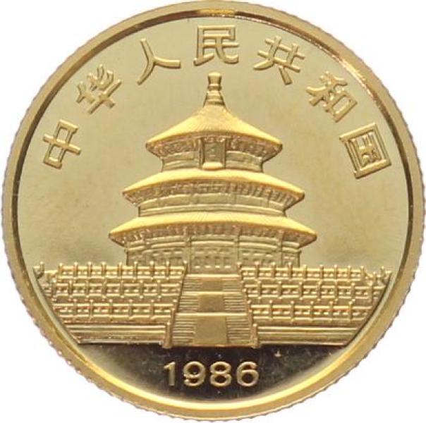 China 10 Yuan 1986 Panda - 1/10 Unze Feingold