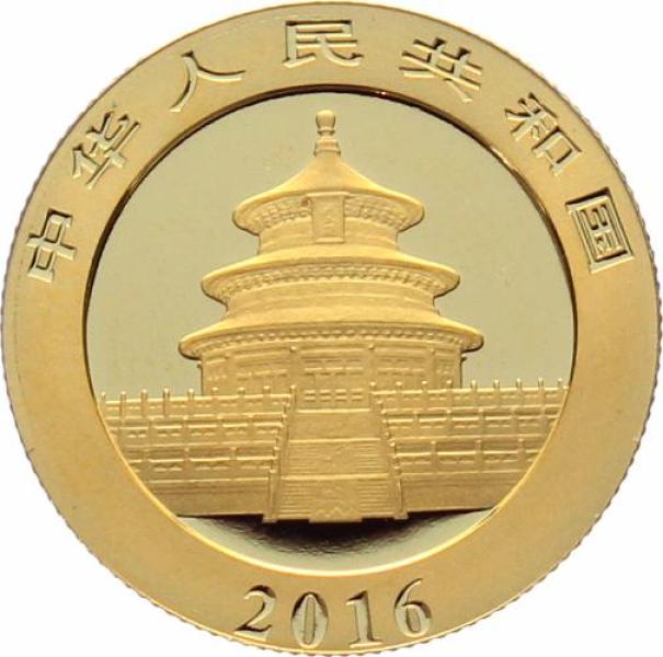 China 100 Yuan 2016 Panda - 8 Gramm Feingold