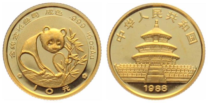 China 10 Yuan 1988 Panda - 1/10 Unze Feingold