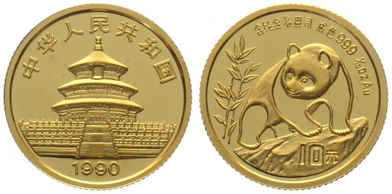 China 10 Yuan 1990 Panda - 1/10 Unze Feingold