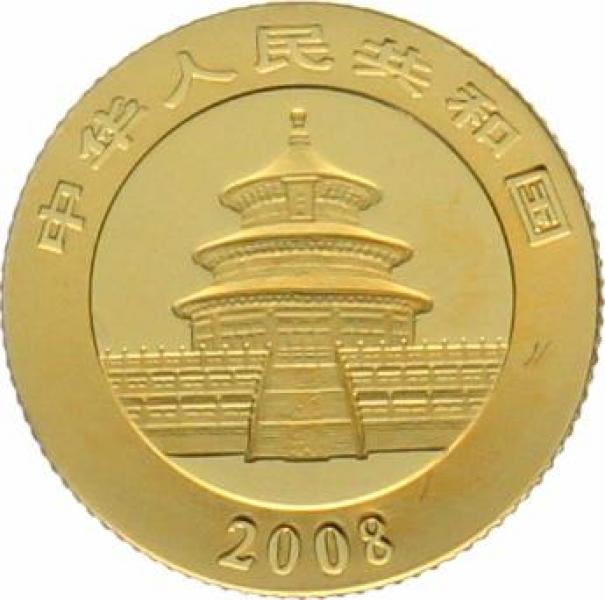 China 20 Yuan 2008 Panda - 1/20 Unze Feingold