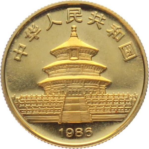 China 25 Yuan 1986 Panda - 1/4 Unze Feingold